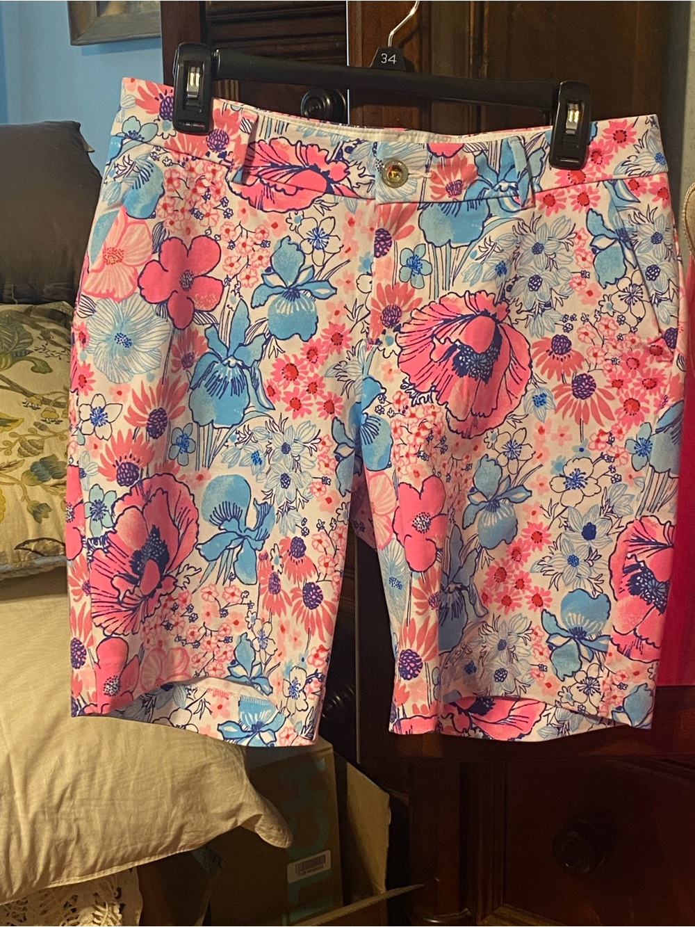 Lilly Pulitzer Floral Print Women's Stretch Shorts - Pink & Blue, NWOT, size 8